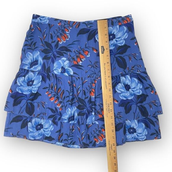 Ann Taylor Loft Mini Skirt Blue Floral Short Ruffle Tiered Boho Women’s Size 4 - Picture 10 of 12